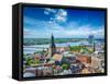 Aerial View of Riga Center from St. Peter's Church, Riga, Latvia-f9photos-Framed Stretched Canvas