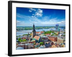 Aerial View of Riga Center from St. Peter's Church, Riga, Latvia-f9photos-Framed Photographic Print