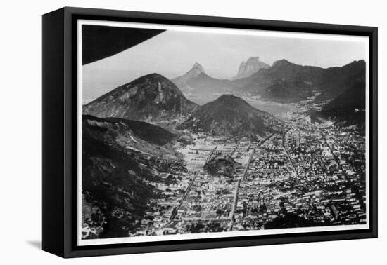 Aerial View of Rio De Janeiro, Brazil, from a Zeppelin, 1930-null-Framed Stretched Canvas