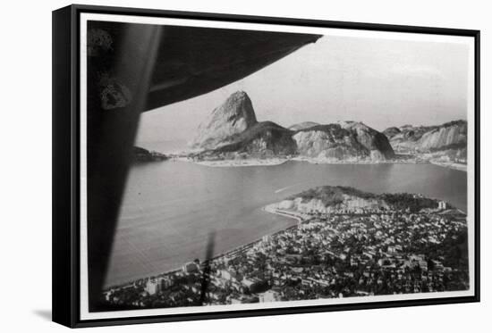 Aerial View of Rio De Janeiro, Brazil, from a Zeppelin, 1930-null-Framed Stretched Canvas