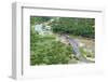 Aerial view of river, African Elephants (Loxodonta africana) and tourist lodge, Botswana-Jean Hosking-Framed Photographic Print