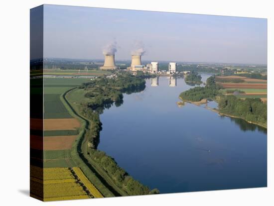 Aerial View of River and Countryside Near the Nuclear Power Station of Saint Laurent-Des-Eaux-Bruno Barbier-Stretched Canvas