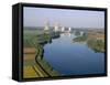 Aerial View of River and Countryside Near the Nuclear Power Station of Saint Laurent-Des-Eaux-Bruno Barbier-Framed Stretched Canvas