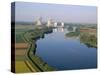 Aerial View of River and Countryside Near the Nuclear Power Station of Saint Laurent-Des-Eaux-Bruno Barbier-Stretched Canvas