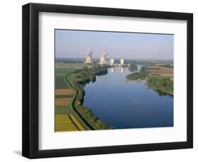 Aerial View of River and Countryside Near the Nuclear Power Station of Saint Laurent-Des-Eaux-Bruno Barbier-Framed Photographic Print