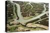 Aerial View of River in Marshes at Low Tide Exposing Seaweed, Bahía De Cádiz Np, Andalusia, Spain-López-Stretched Canvas