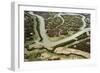 Aerial View of River in Marshes at Low Tide Exposing Seaweed, Bahía De Cádiz Np, Andalusia, Spain-López-Framed Photographic Print