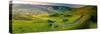 Aerial view of road to Edale, Vale of Edale, Peak District National Park, Derbyshire, England-Frank Fell-Stretched Canvas