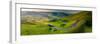 Aerial view of road to Edale, Vale of Edale, Peak District National Park, Derbyshire, England-Frank Fell-Framed Photographic Print
