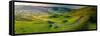 Aerial view of road to Edale, Vale of Edale, Peak District National Park, Derbyshire, England-Frank Fell-Framed Stretched Canvas