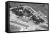 Aerial View of Roadside Motel and Gas Station in Indiana, Ca. 1950-null-Framed Stretched Canvas