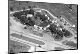Aerial View of Roadside Motel and Gas Station in Indiana, Ca. 1950-null-Mounted Photographic Print