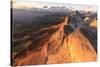 Aerial view of Roda Di Vael at sunset, Catinaccio Group (Rosengarten), Dolomites, South Tyrol, Ital-Roberto Moiola-Stretched Canvas