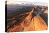 Aerial view of Roda Di Vael at sunset, Catinaccio Group (Rosengarten), Dolomites, South Tyrol, Ital-Roberto Moiola-Stretched Canvas