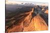 Aerial view of Roda Di Vael at sunset, Catinaccio Group (Rosengarten), Dolomites, South Tyrol, Ital-Roberto Moiola-Stretched Canvas