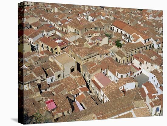 Aerial View of Roof Tops of the City Centre Seen from the Rock, in Cefalu, Sicily, Italy-Pottage Julian-Stretched Canvas