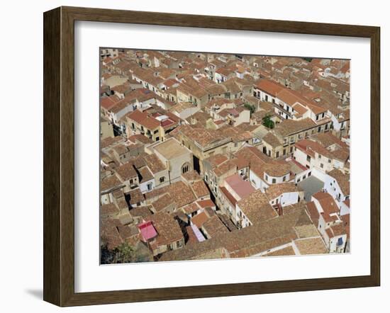 Aerial View of Roof Tops of the City Centre Seen from the Rock, in Cefalu, Sicily, Italy-Pottage Julian-Framed Photographic Print
