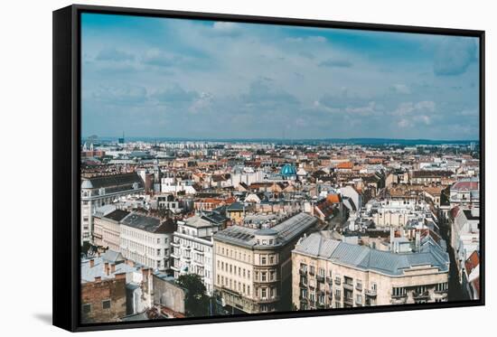 Aerial View of Rooftops and Buildings in Budapest, Hungary-LightField Studios-Framed Stretched Canvas