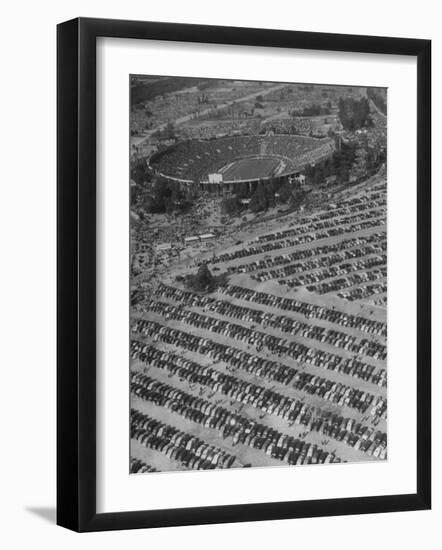 Aerial View of Rose Bowl Showing Thousands of Cars Parked around It-Loomis Dean-Framed Photographic Print