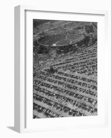 Aerial View of Rose Bowl Showing Thousands of Cars Parked around It-Loomis Dean-Framed Photographic Print