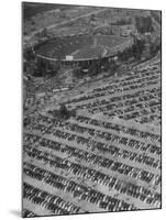 Aerial View of Rose Bowl Showing Thousands of Cars Parked around It-Loomis Dean-Mounted Photographic Print