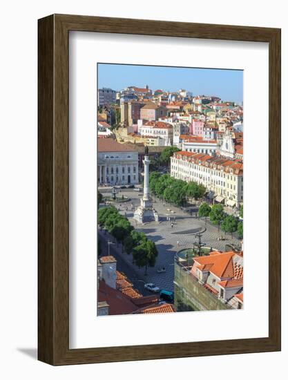 Aerial View of Rossio Square, Baixa, Lisbon, Portugal, Europe-G and M Therin-Weise-Framed Photographic Print