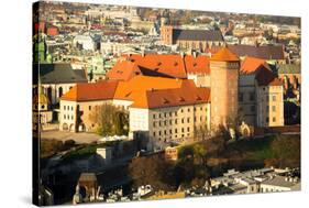 Aerial View of Royal Wawel Castle in Krakow, Poland.-De Visu-Stretched Canvas