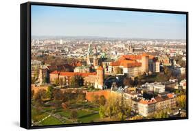 Aerial View of Royal Wawel Castle with Park and Vistula River in Krakow, Poland-De Visu-Framed Stretched Canvas