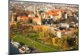 Aerial View of Royal Wawel Castle with Park and Vistula River in Krakow, Poland.-De Visu-Mounted Photographic Print