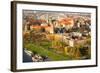 Aerial View of Royal Wawel Castle with Park and Vistula River in Krakow, Poland.-De Visu-Framed Photographic Print