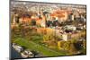 Aerial View of Royal Wawel Castle with Park and Vistula River in Krakow, Poland.-De Visu-Mounted Photographic Print