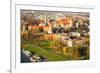 Aerial View of Royal Wawel Castle with Park and Vistula River in Krakow, Poland.-De Visu-Framed Photographic Print