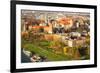 Aerial View of Royal Wawel Castle with Park and Vistula River in Krakow, Poland.-De Visu-Framed Photographic Print