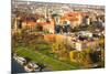 Aerial View of Royal Wawel Castle with Park and Vistula River in Krakow, Poland.-De Visu-Mounted Photographic Print