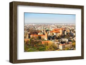 Aerial View of Royal Wawel Castle with Park and Vistula River in Krakow, Poland-De Visu-Framed Photographic Print