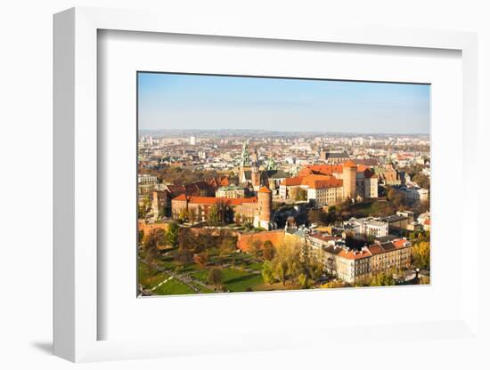 Aerial View of Royal Wawel Castle with Park and Vistula River in Krakow, Poland-De Visu-Framed Photographic Print