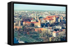 Aerial View of Royal Wawel Castle with Park in Krakow, Poland (Cross Process Style)-De Visu-Framed Stretched Canvas