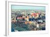 Aerial View of Royal Wawel Castle with Park in Krakow, Poland (Cross Process Style)-De Visu-Framed Photographic Print