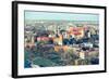 Aerial View of Royal Wawel Castle with Park in Krakow, Poland (Cross Process Style)-De Visu-Framed Photographic Print