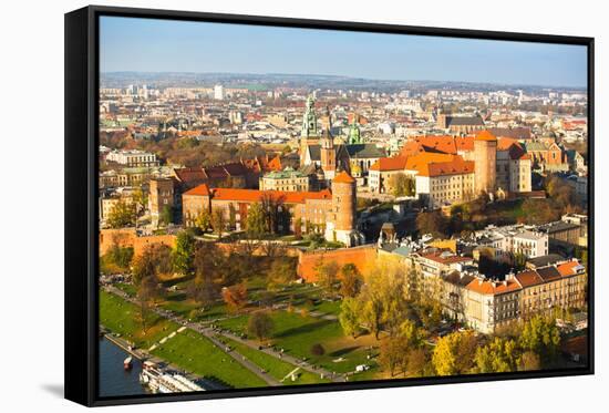 Aerial View of Royal Wawel Castle with Park in Krakow, Poland.-De Visu-Framed Stretched Canvas