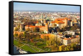 Aerial View of Royal Wawel Castle with Park in Krakow, Poland.-De Visu-Framed Stretched Canvas