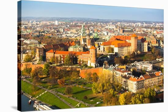 Aerial View of Royal Wawel Castle with Park in Krakow, Poland.-De Visu-Stretched Canvas