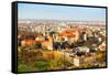 Aerial View of Royal Wawel Castle with Park in Krakow, Poland.-De Visu-Framed Stretched Canvas