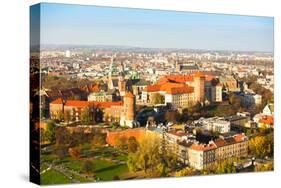 Aerial View of Royal Wawel Castle with Park in Krakow, Poland.-De Visu-Stretched Canvas