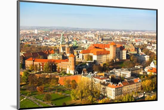 Aerial View of Royal Wawel Castle with Park in Krakow, Poland.-De Visu-Mounted Photographic Print