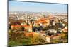 Aerial View of Royal Wawel Castle with Park in Krakow, Poland.-De Visu-Mounted Photographic Print