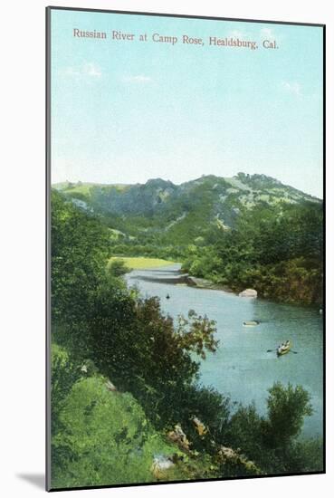 Aerial View of Russian River at Camp Rose - Healdsburg, CA-Lantern Press-Mounted Art Print