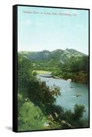 Aerial View of Russian River at Camp Rose - Healdsburg, CA-Lantern Press-Framed Stretched Canvas