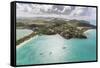 Aerial View of Sailboats Moored from the Coast of Antigua, Leeward Islands, West Indies-Roberto Moiola-Framed Stretched Canvas