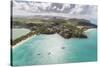 Aerial View of Sailboats Moored from the Coast of Antigua, Leeward Islands, West Indies-Roberto Moiola-Stretched Canvas